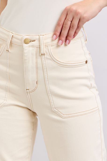 Judy Blue ECRU High Rise Crop