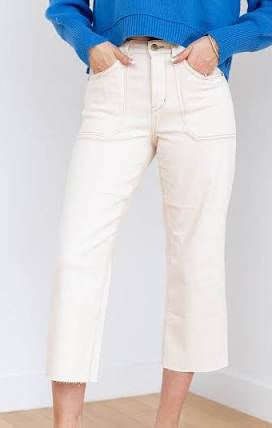 Judy Blue ECRU High Rise Crop