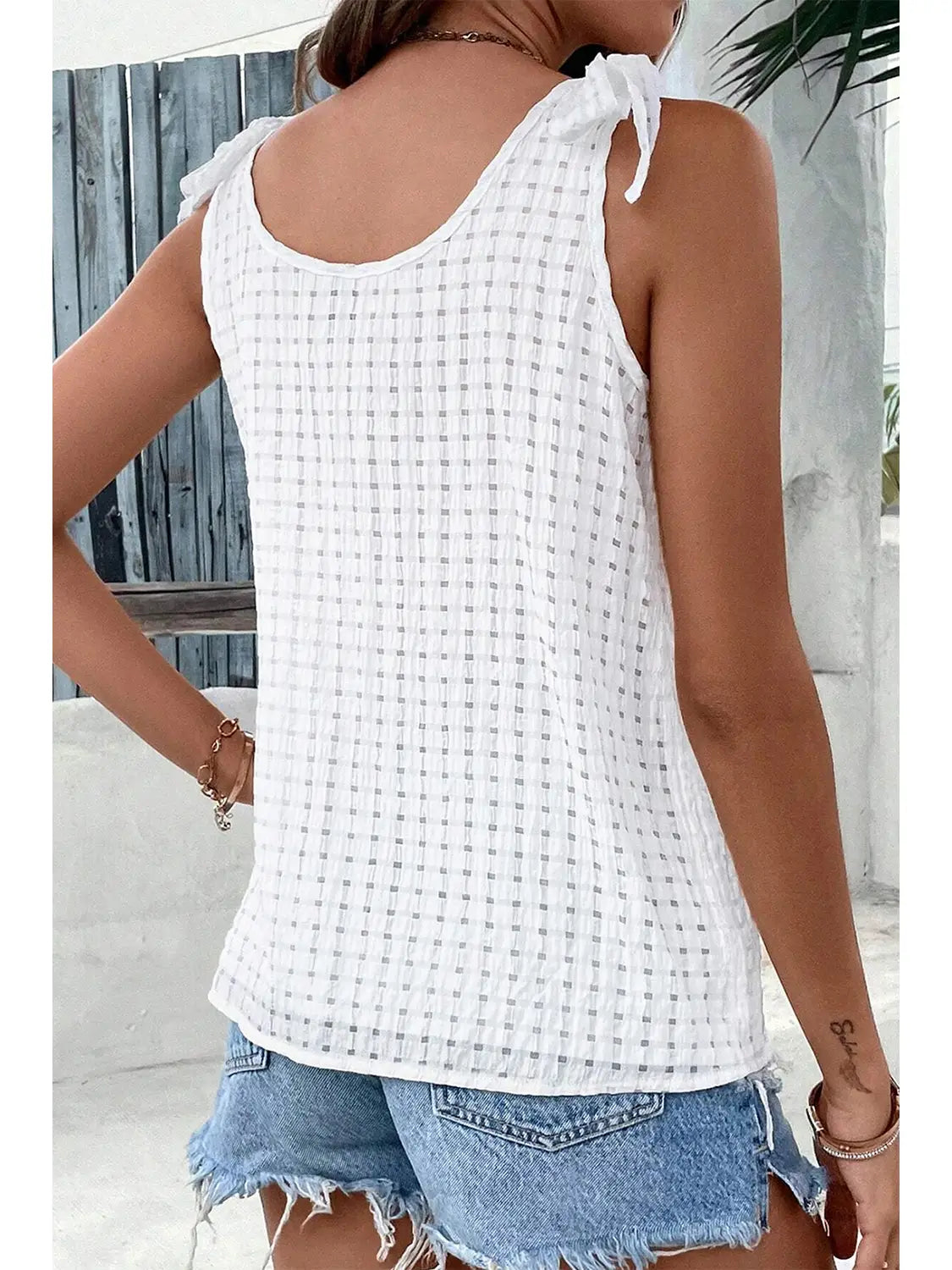 Mandy V-Neck Lattice Tank