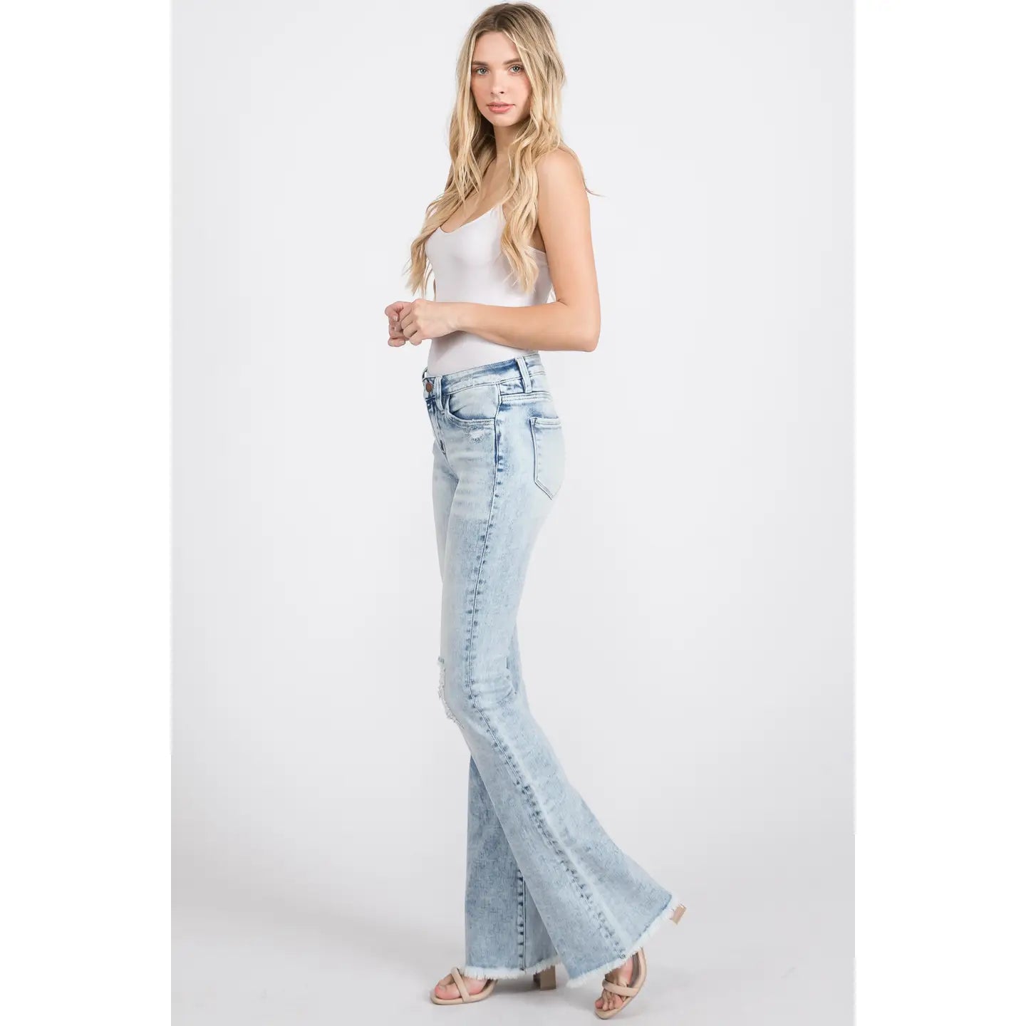 Dottie Mid Rise Raw Hem Flare