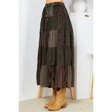 Tiers Skirt Printed Georgette Patched