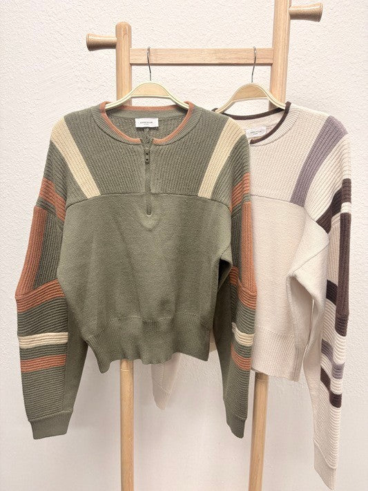 Half Zip Olive Sweater