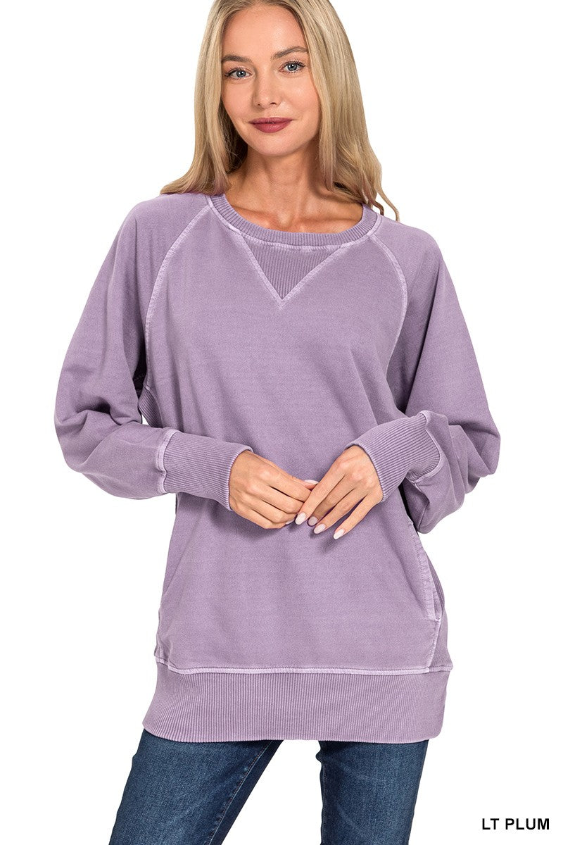 Zenana Kangaroo Pocket Sweatshirt (2) Colors