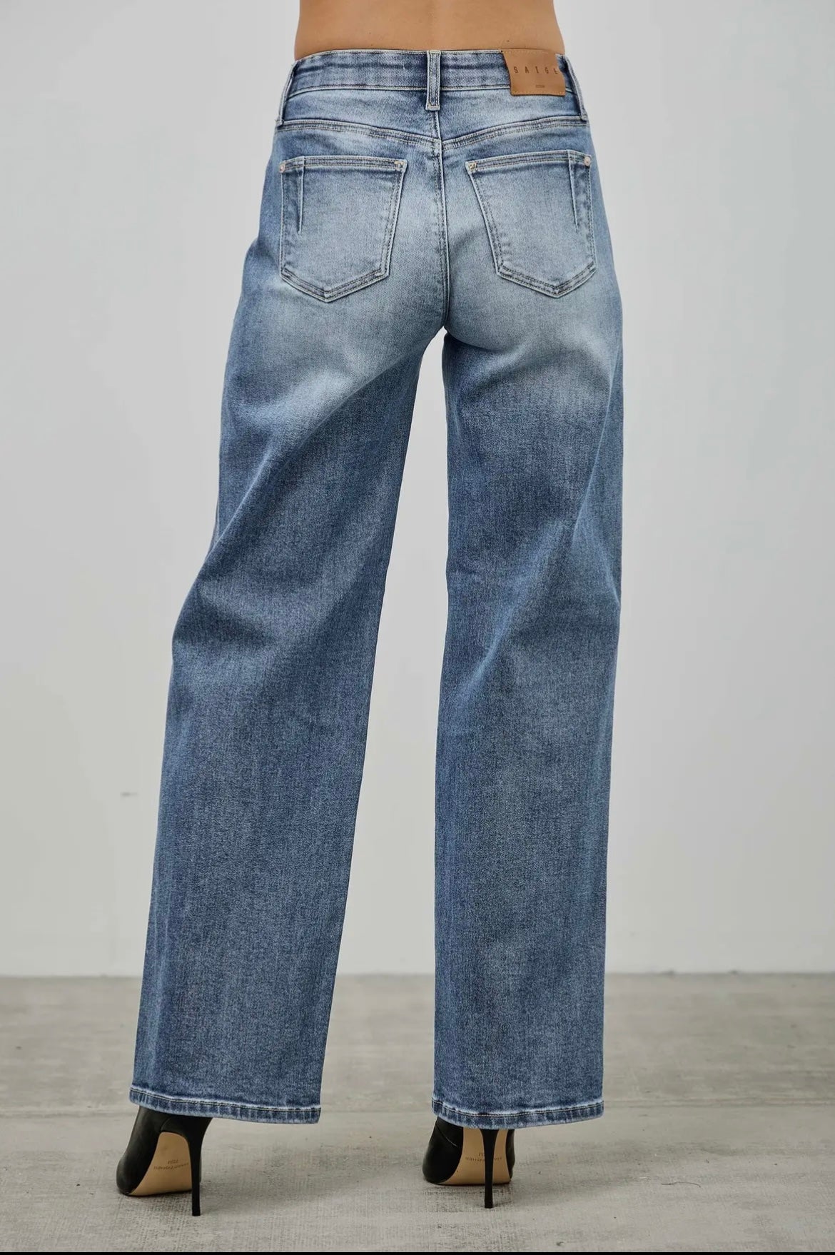 Mid Rise Pintuck Denim Saige