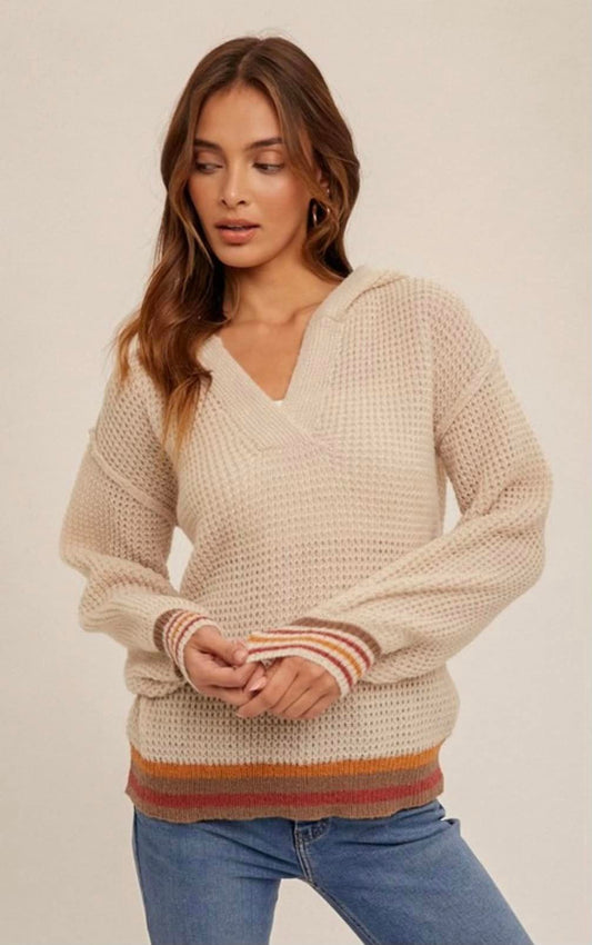 Sienna Oatmeal Stripe Sweater Hoodie