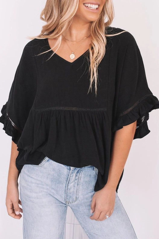 Salem Solid Ruffled Gathered Top