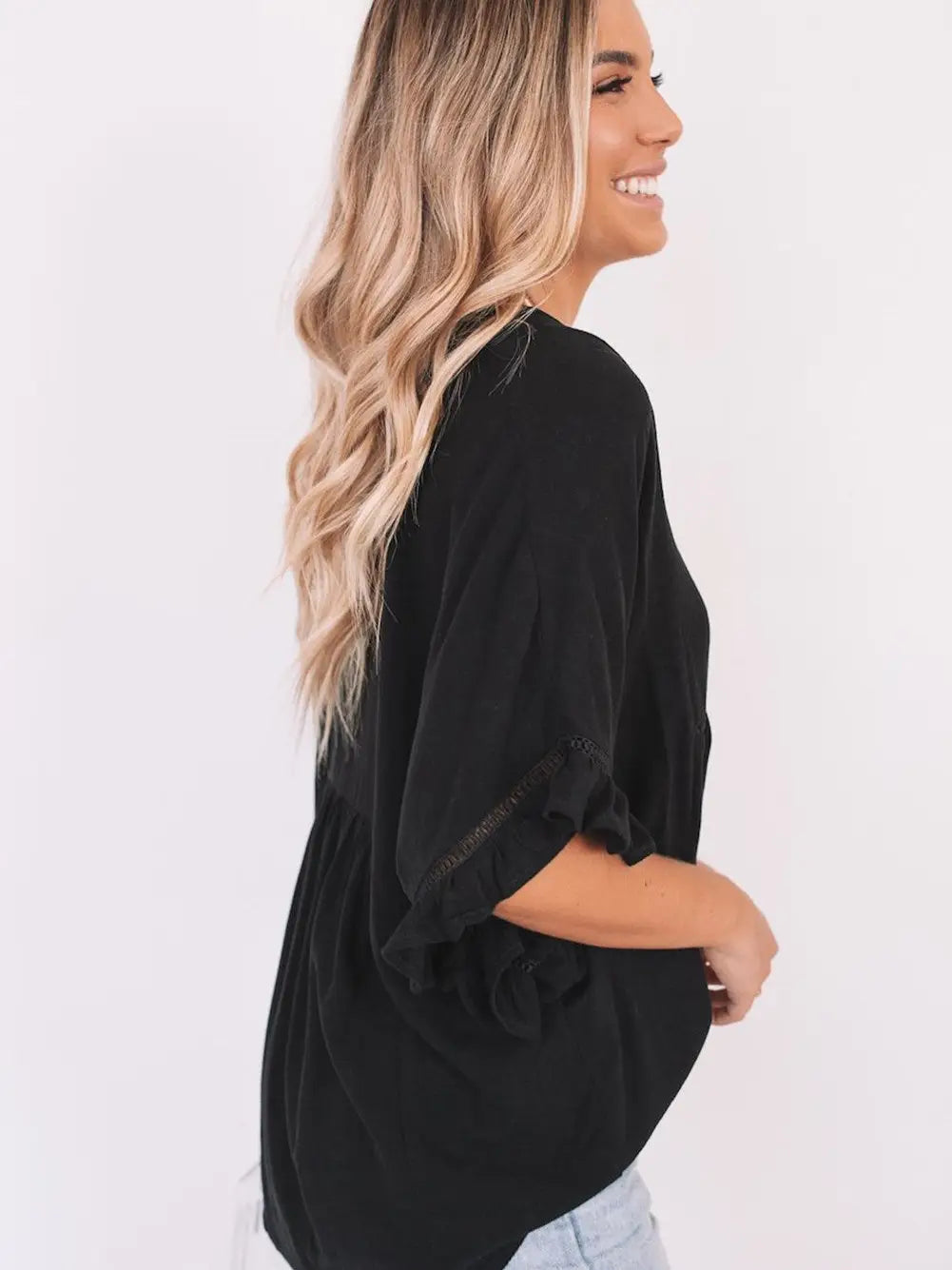 Salem Solid Ruffled Gathered Top