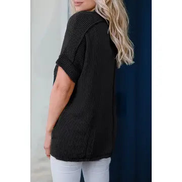 Laylee Textured Knit Round Neck T-Shirt