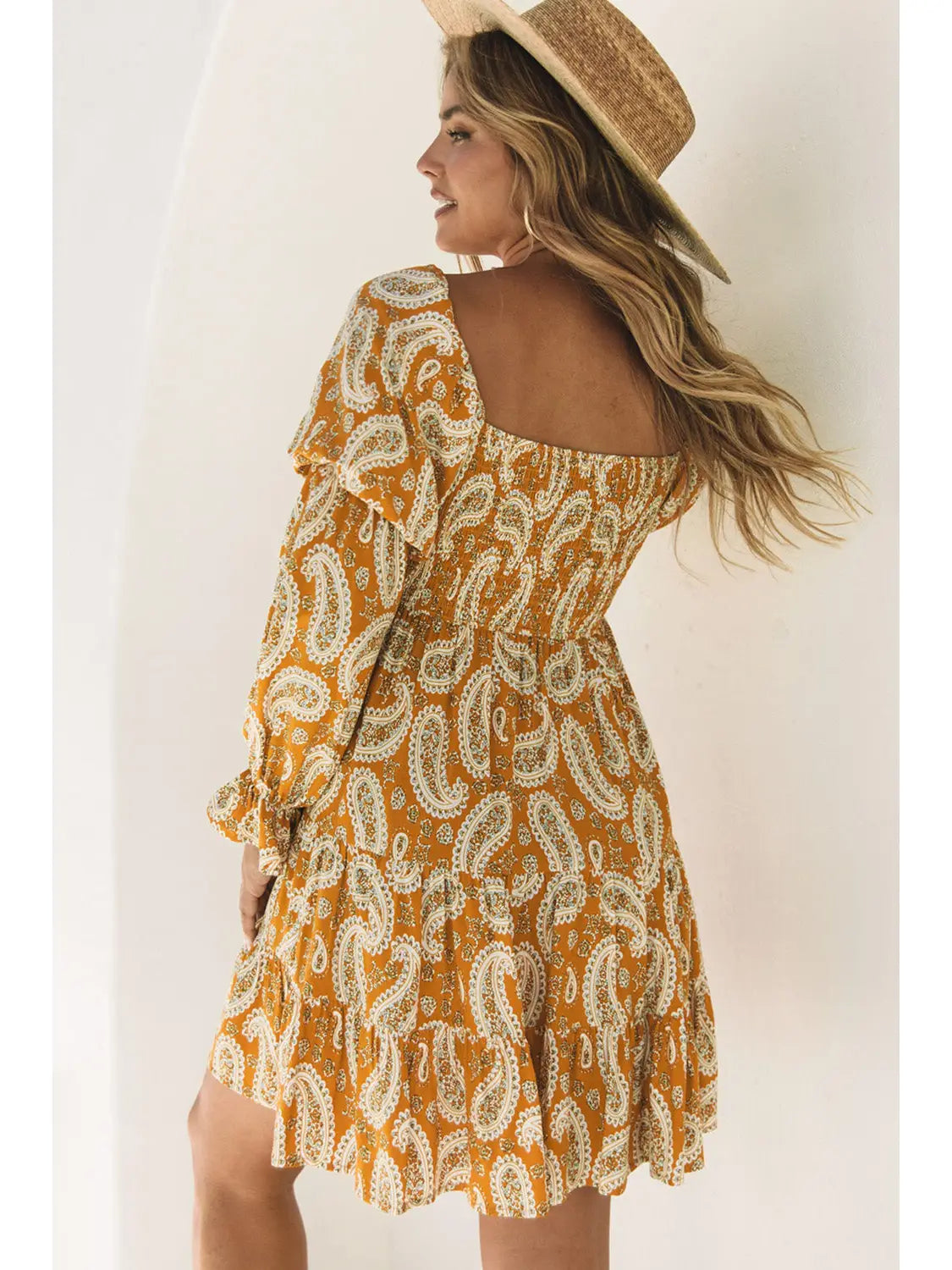 Bonita Boho Paisley Long Sleeve Floral Dress