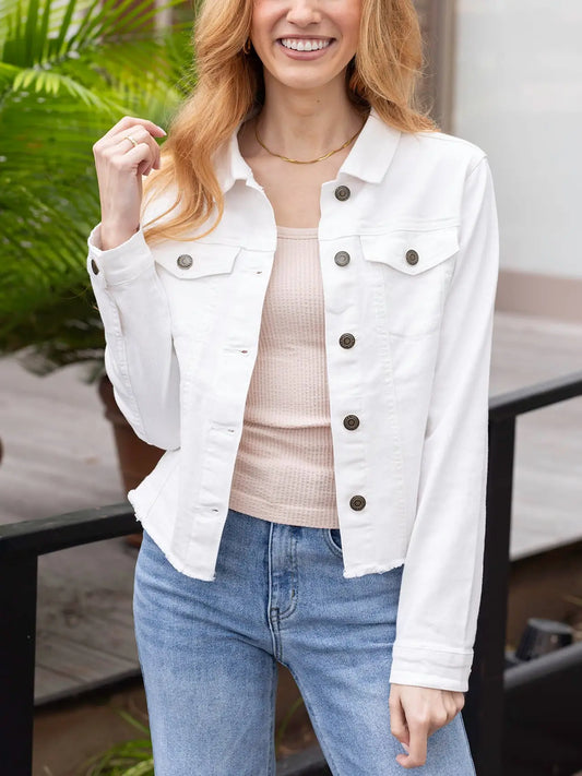 Alayna Soft Wash Denim Jacket in White