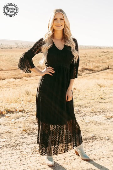 VICTORIAN LACE MAXI DRESS BLACK