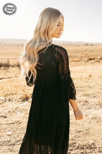 VICTORIAN LACE MAXI DRESS BLACK