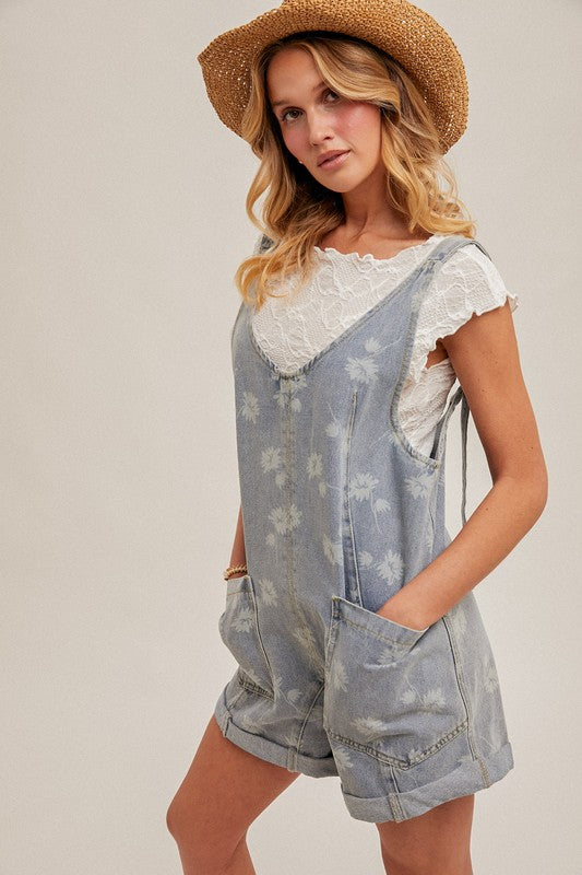 Flower Power Denim Shortall