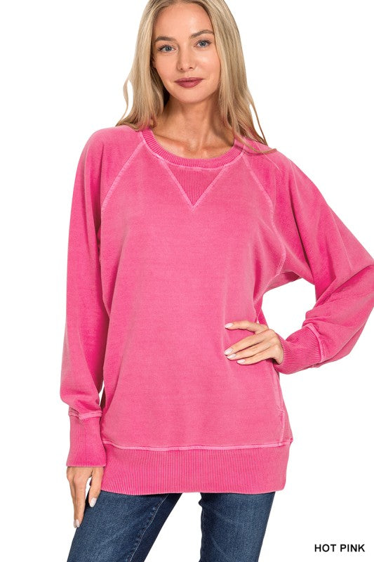 Zenana Kangaroo  Pocket Sweatshirt (2) Colors