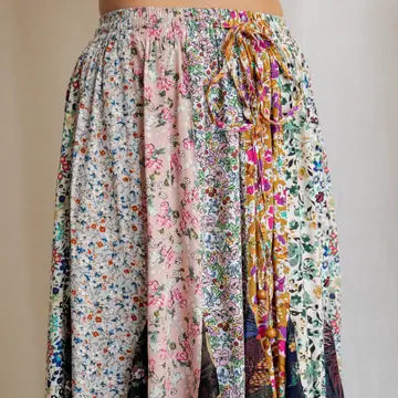 Artisan Bohemian Patchwork Handkerchief Maxi Skirt New