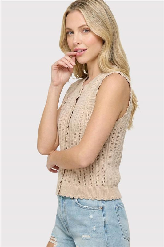 Chi Scallop Button Down