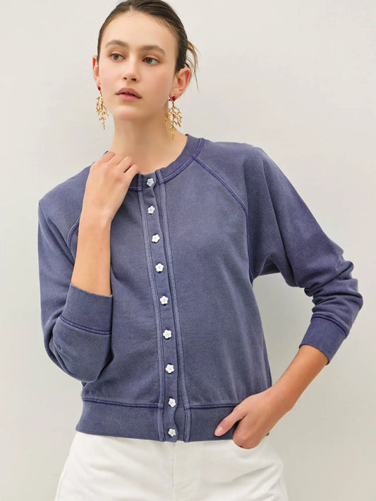 Kit  Garment Washed Raglan Sleeve Cardigan