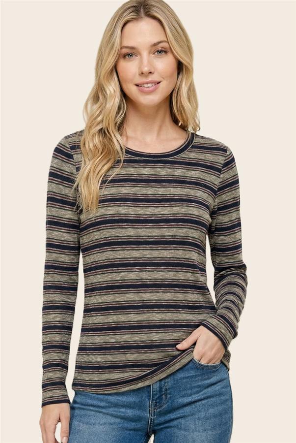 CREW NECK, LONG SLEEVE TOP (2) Colors