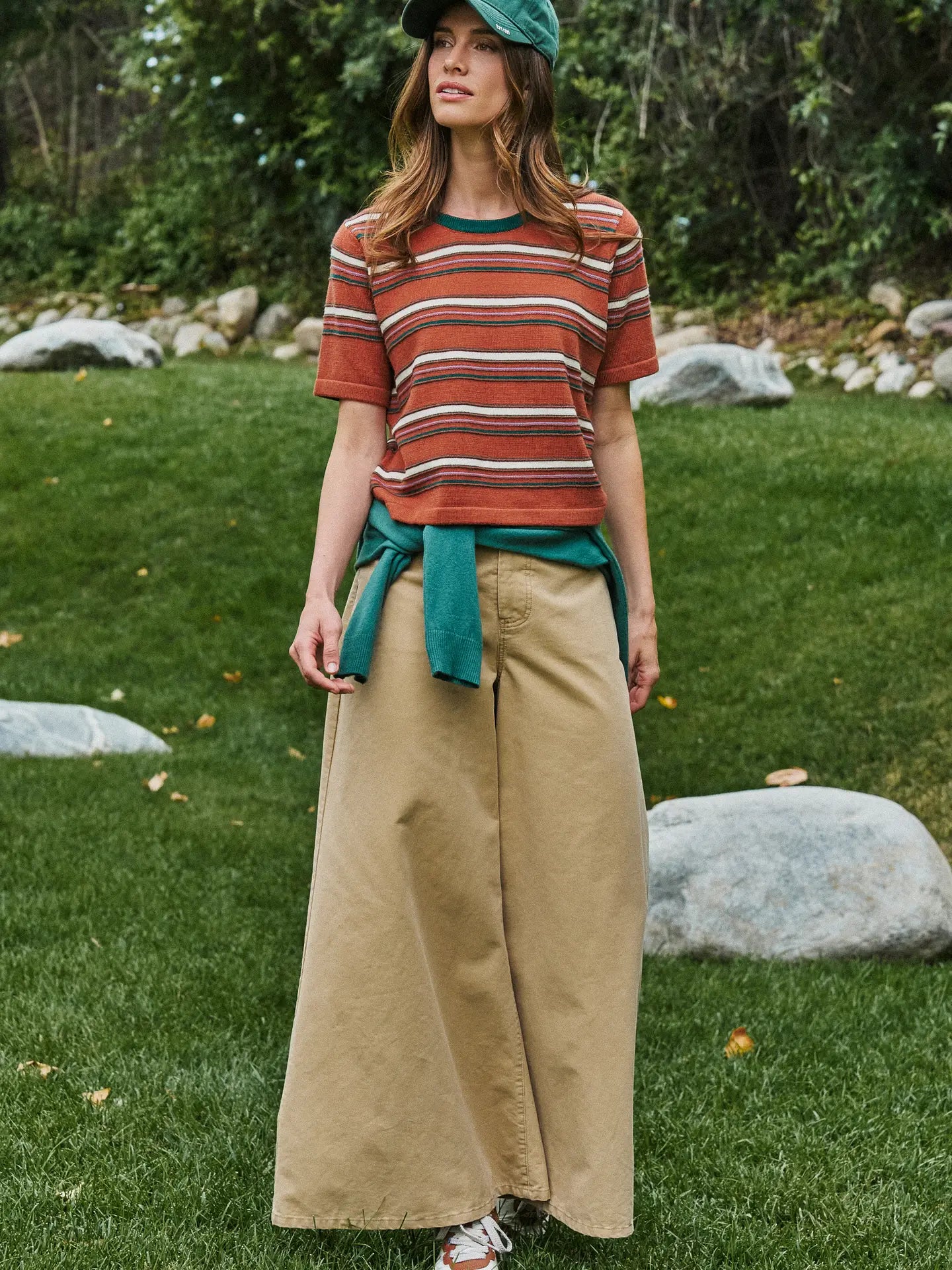 Striped Knit Ringer Tee with Crew Neck (2) Colors