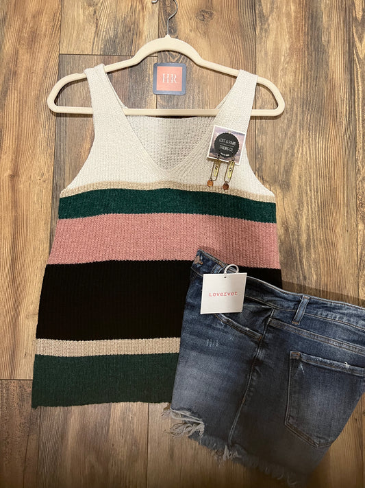 Ivory Colorblock Tank Sweater Small