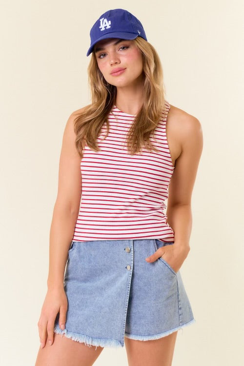 Melody Cutout Red Stripe Top