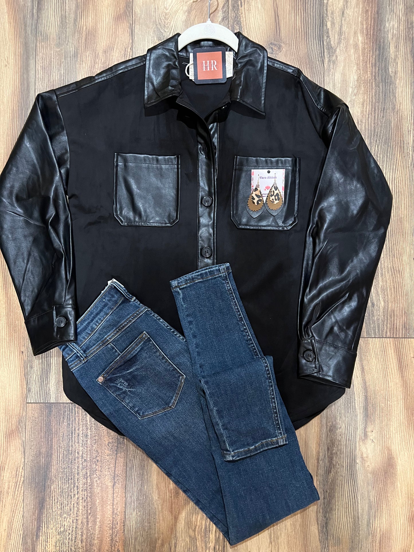 Ebony Faux Leather Shacket