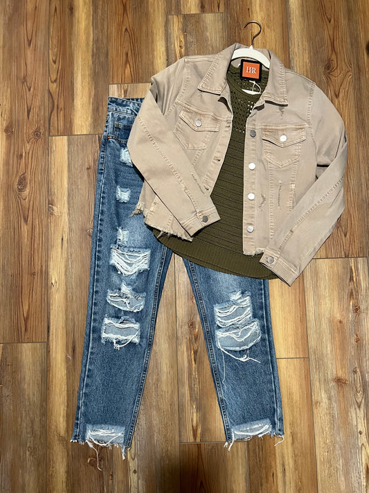 FAYE FRAYED RAW HEM JACKET