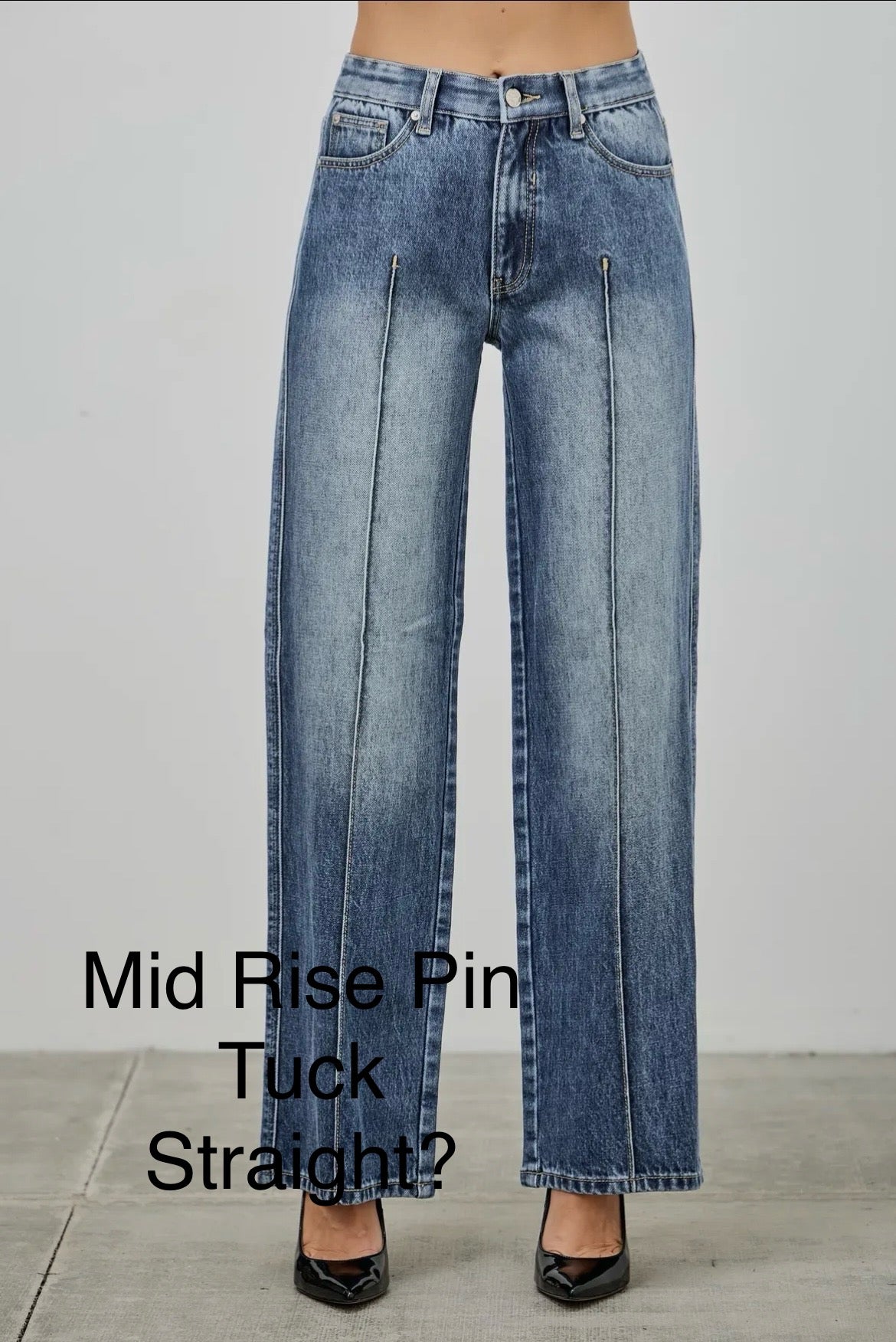 Mid Rise Pintuck Denim Saige