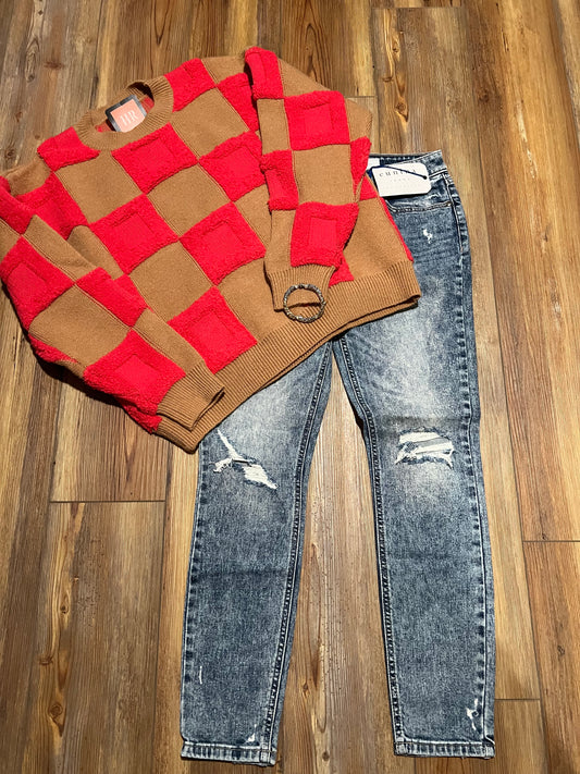 Holly Chunky Checkered Sweater
