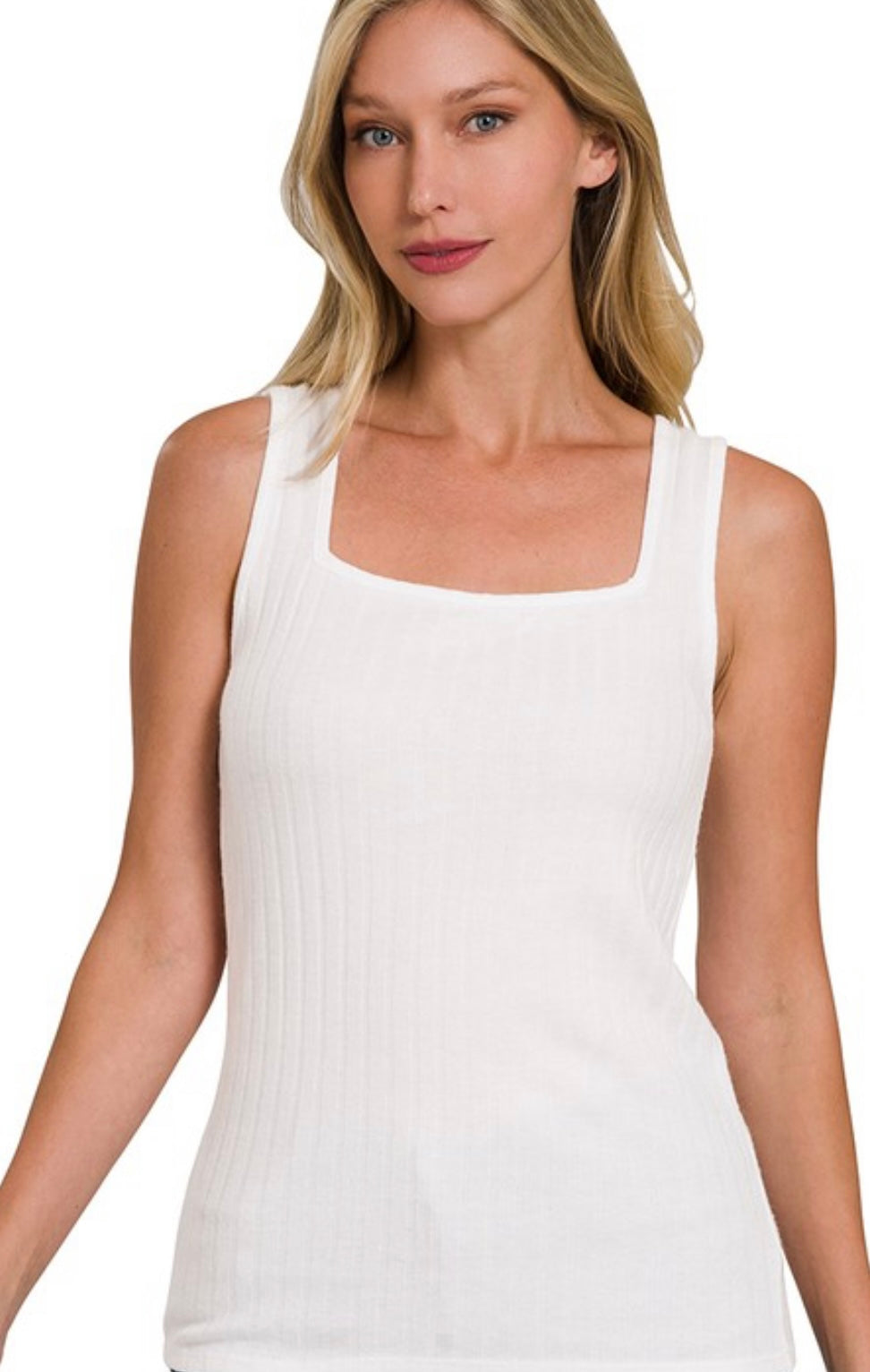 RAE RIBBED SQUARE NECK SLEEVELESS TOP ( THREE COLORS)