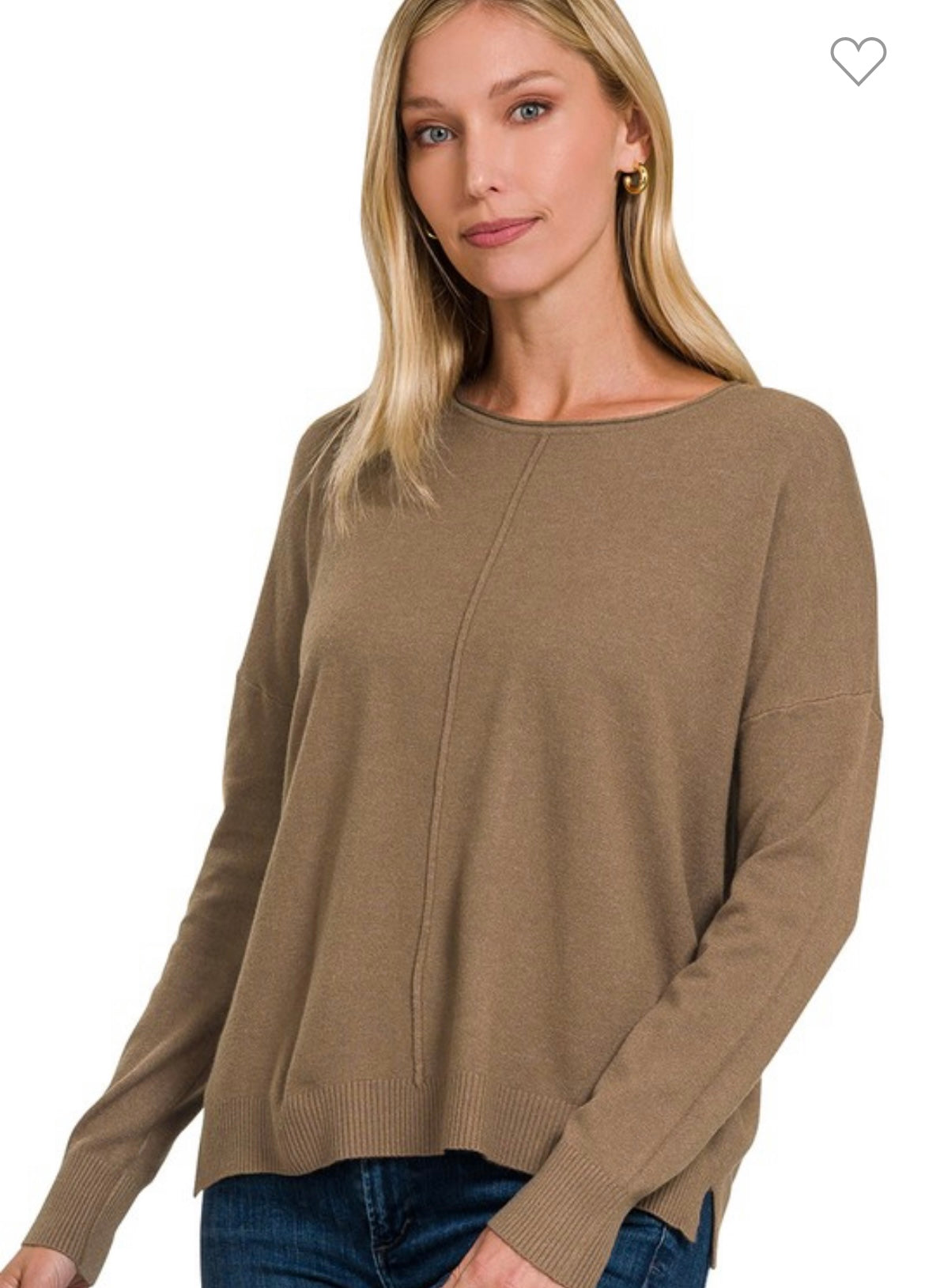 Front Round Neck Sweater Mocha